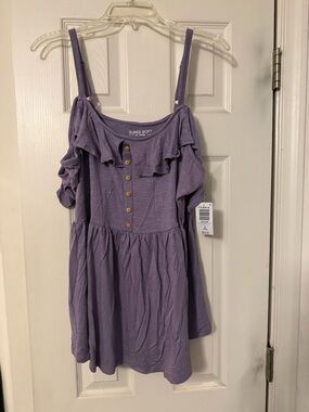 Torrid Dusk Off-Shoulder Babydoll Top - Soft Lavender